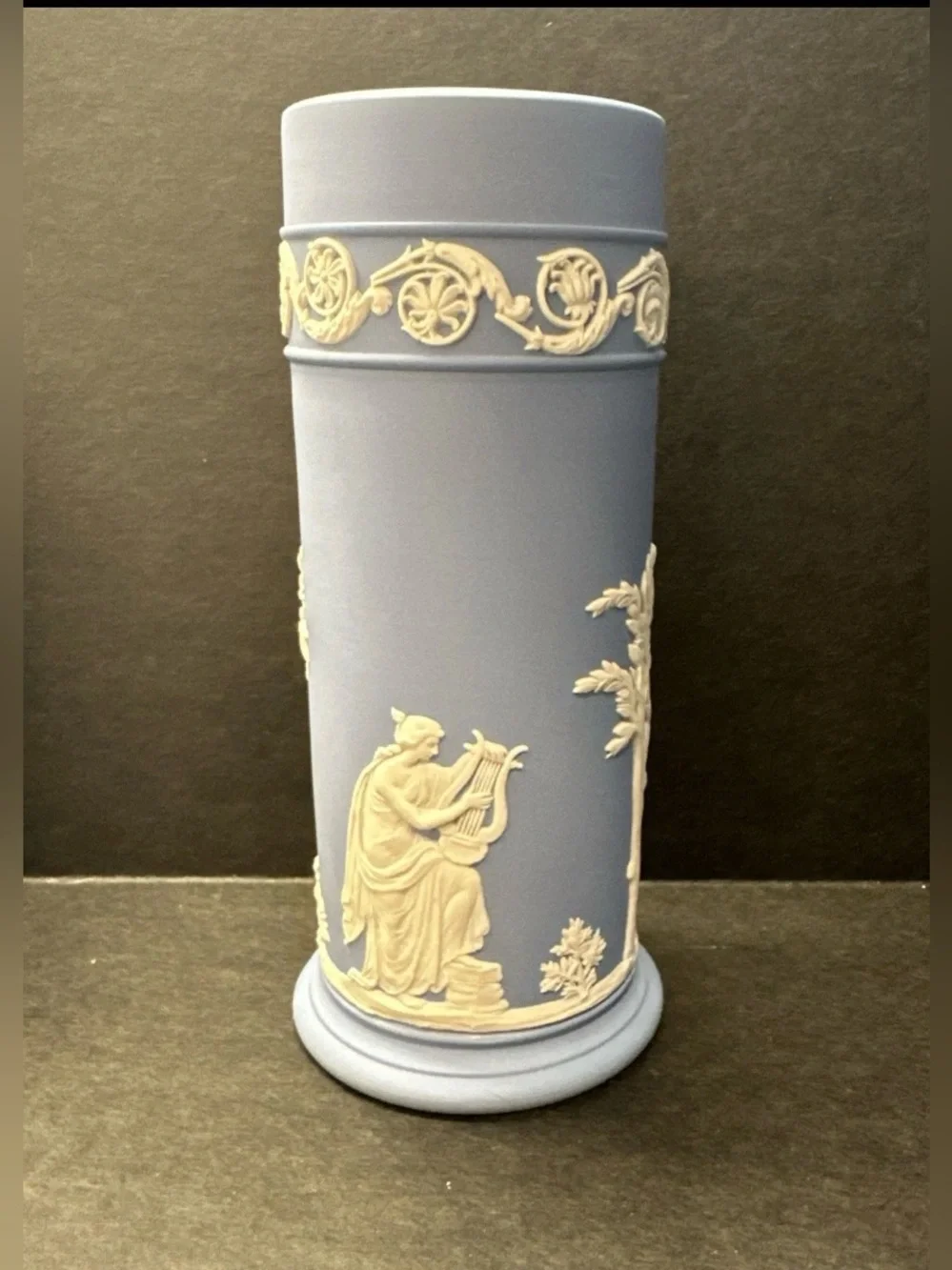 Wedgwood Spill Vase Blue White Jasperware 6.5